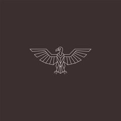 Vulture wingspan line art wide-winged bird logo design.