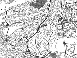 Obraz premium Poster-ready black and white illustration map of Magdalena Contreras, Mexico, detailed and artistic.