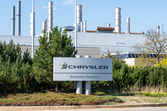 Brampton, Ontario, Canada- October 4, 2025: Chrysler Brampton Assembly Plant in Brampton, Ontario, Canada, the American subsidiary of Fiat Chrysler Automobiles N.V.