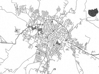 Fototapeta premium Sketch-style black and white map of San Andres Tuxtla, Mexico, perfect for illustration and wall art.