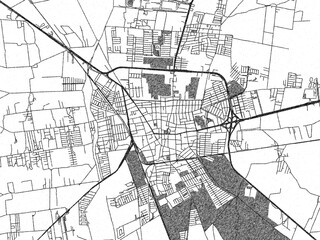 Naklejka premium Poster-ready black and white illustration map of Silao, Mexico, detailed and artistic.