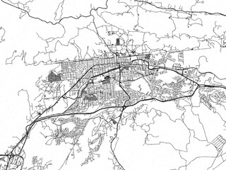 Minimalist monochrome city map of Tecate, Mexico, illustrated with urban detail.