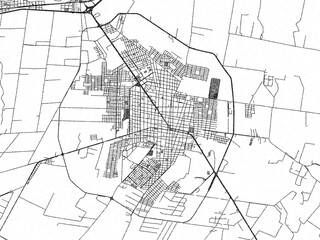 Obraz premium Artistic monochrome city map of Tecoman, Mexico, created in a hand-drawn style.