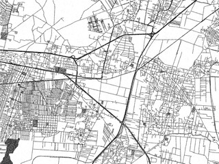 Obraz premium Stylized black and white urban map of Tepexpan, Mexico, hand-drawn style for decor and creative use.