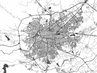 Fototapeta premium Sketch-style black and white map of Victoria de Durango, Mexico, perfect for illustration and wall art.