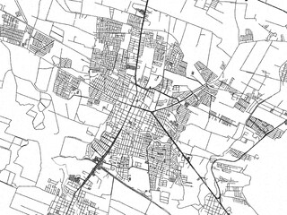 Detailed artistic sketch map of Zamora, Mexico, in monochrome black and white.