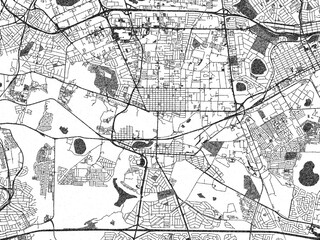 Obraz premium Detailed artistic sketch map of Boksburg, South Africa, in monochrome black and white.