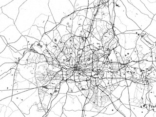 Obraz premium Urban black and white map of Greater Johannesburg, South Africa, designed in a sketch style for prints.