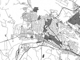 Obraz premium Sketch-style black and white map of Krugersdorp, South Africa, perfect for illustration and wall art.