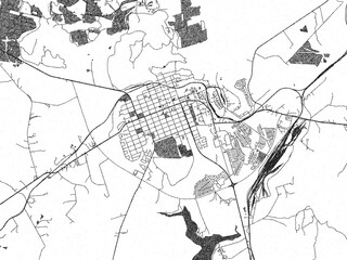 Naklejka premium Poster-style sketch map of Vryheid, South Africa, designed in artistic monochrome.