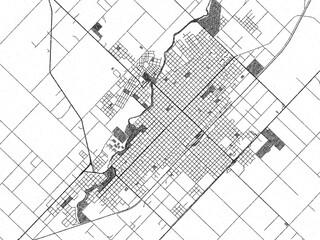 Poster-style sketch map of Azul, Argentina, designed in artistic monochrome.