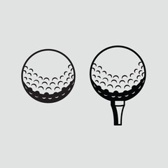 Vector Golf Ball - Black and White Isolated Icon. Golfing sport, outdoor recreation, athletic competition