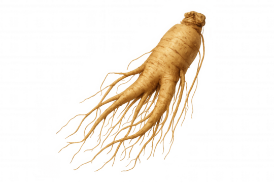 Ginseng root showing herbal medicine properties for traditional health and wellness remedies on transparent background