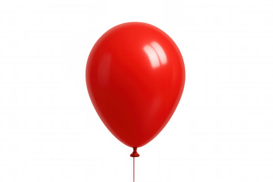 Red glossy balloon floating, celebrating party, birthday, anniversary, or valentine concept on transparent background