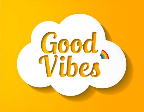 "Good Vibes" Retro Paper Cutout with a Rainbow Sticker