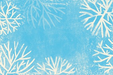 Blue Grunge Christmas Background with White Snowflakes