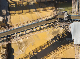 Sand Gravel Conveyor Belt at Industrial Processing Facility