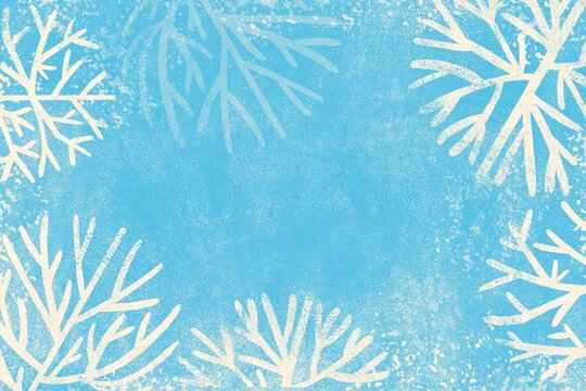 Blue Grunge Christmas Background with White Snowflakes