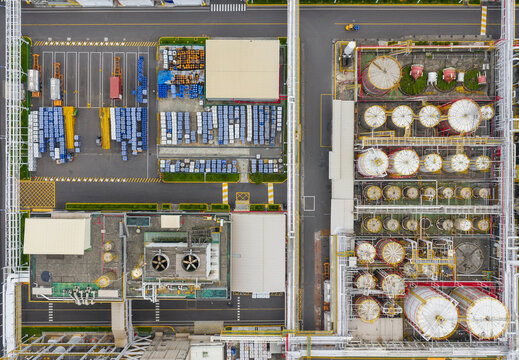 Aerial Chemical Plant Storage Tanks Industrial Facility