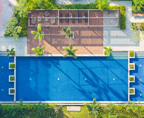 High angle view of a modern swimming pool