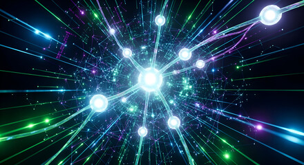 Obraz premium Neural Network Visualization with Nodes and Connections