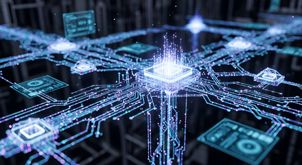 Futuristic Quantum Computing Circuit Board