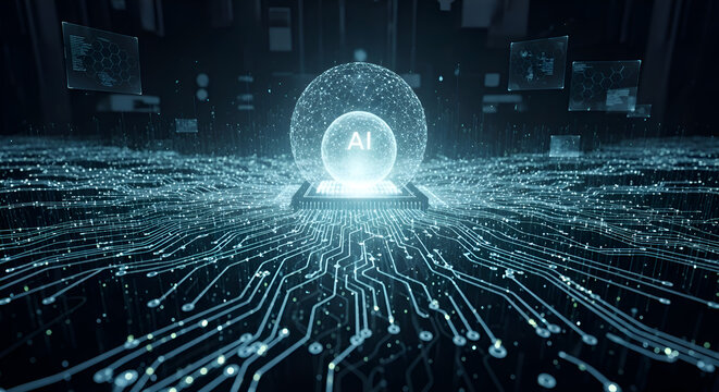 Artificial Intelligence Circuit Board Concept