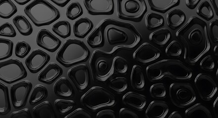 Abstract Black 3D Texture Geometric Organic Pattern for Backgrounds Design.