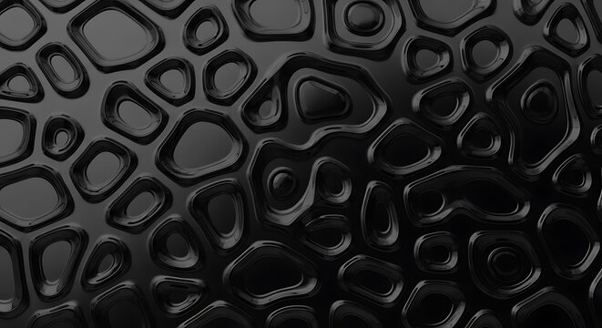 Abstract Black 3D Texture Geometric Organic Pattern for Backgrounds  Design.