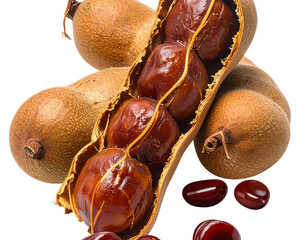 - Open Tamarind Pod with Seeds Exposed