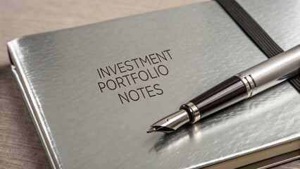 Elegant Notebook with Investment Portfolio Notes and Fountain Pen for Financial Planning and Investment Strategies