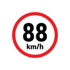 Speed limit sign 88 km h icon vector design illustration