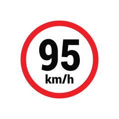 Speed limit sign 95 km h icon vector design illustration