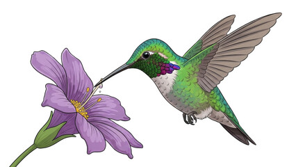 Obraz premium Colorful hummingbird feeding on a vibrant flower (9)