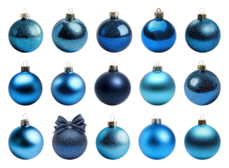 PNG Blue ornaments in various textures, element set on transparent background