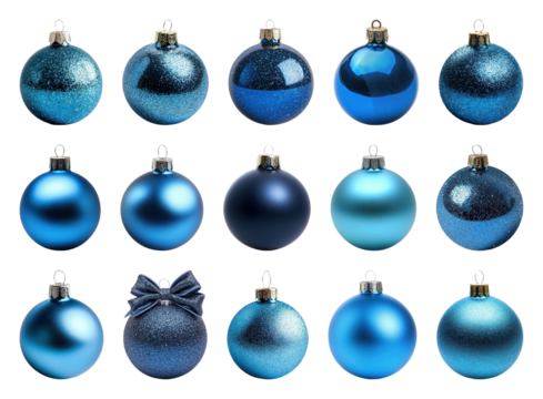 PNG Blue ornaments in various textures, element set on transparent background