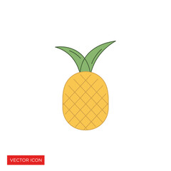 A simple, flat vector illustration of a ripe, yellow pineapple with green leaves, isolated on white.