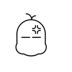 Simple Black Line Drawing of an Angry Emoticon with Transparent Background on White in Graphic Style for Design