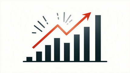 Growth Chart Rising: A dynamic chart showcases upward business progress with rising graph. perfect for visualizing concepts of success, achievement, or market performance.