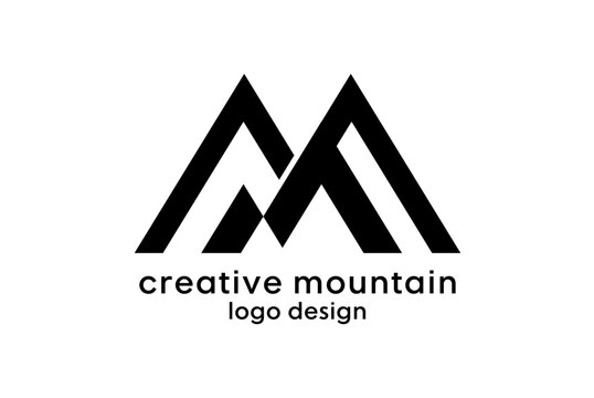 Letter M logo mountain, simple premium logo