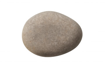 Rounded grey pebble stone sitting on a transparent background. Geology, nature, and smooth texture concept