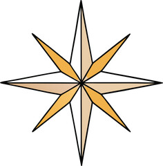 Eight Pointed Compass Rose Star Vector Illustration