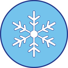 Stylized Snowflake Icon in Blue Circle, Winter, Cold, Freeze Symbol