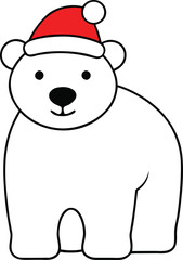 Adorable Polar Bear with Santa Hat, Festive Christmas Cartoon Mascot