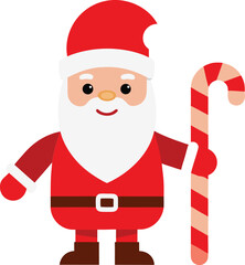 Cute Cartoon Santa Claus Holding Candy Cane