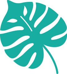 Tropical Teal Monstera Leaf Vector Illustration