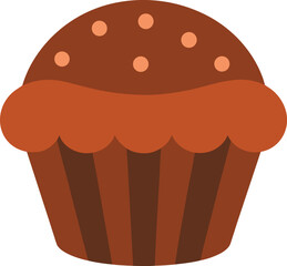 Flat Design Chocolate Cupcake with Sprinkles Vector Illustration