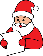 Jolly Santa Claus Holding Blank Christmas List Vector Graphic