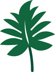 Stylized Dark Green Tropical Leaf Vector Icon
