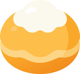 Sweet Cream Puff Pastry Flat Design Vector Illustration